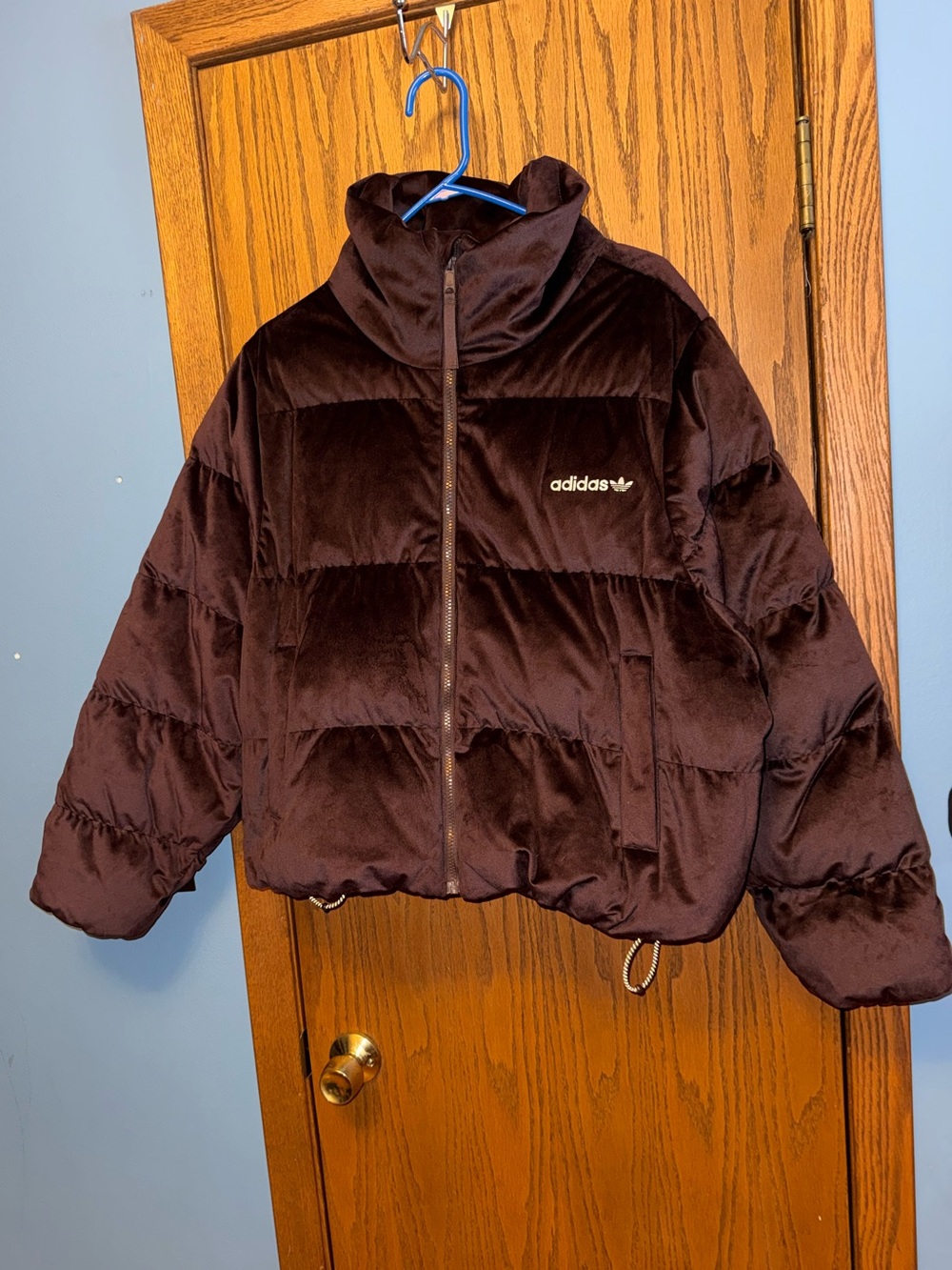 Adidas Brown Velvet Puffer Coat